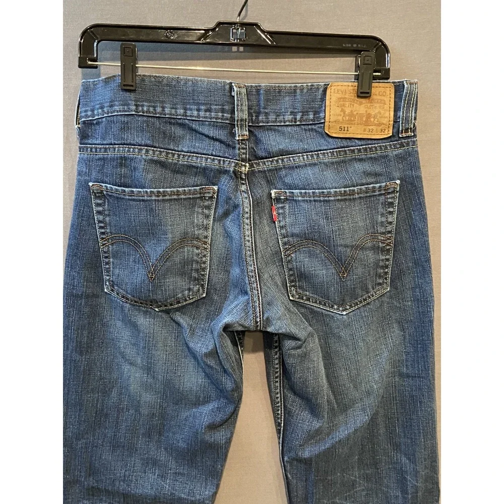 Levi's 511 Jeans Mens 32x32 Blue Skinny Fit Distressed Denim 100% Cotton
